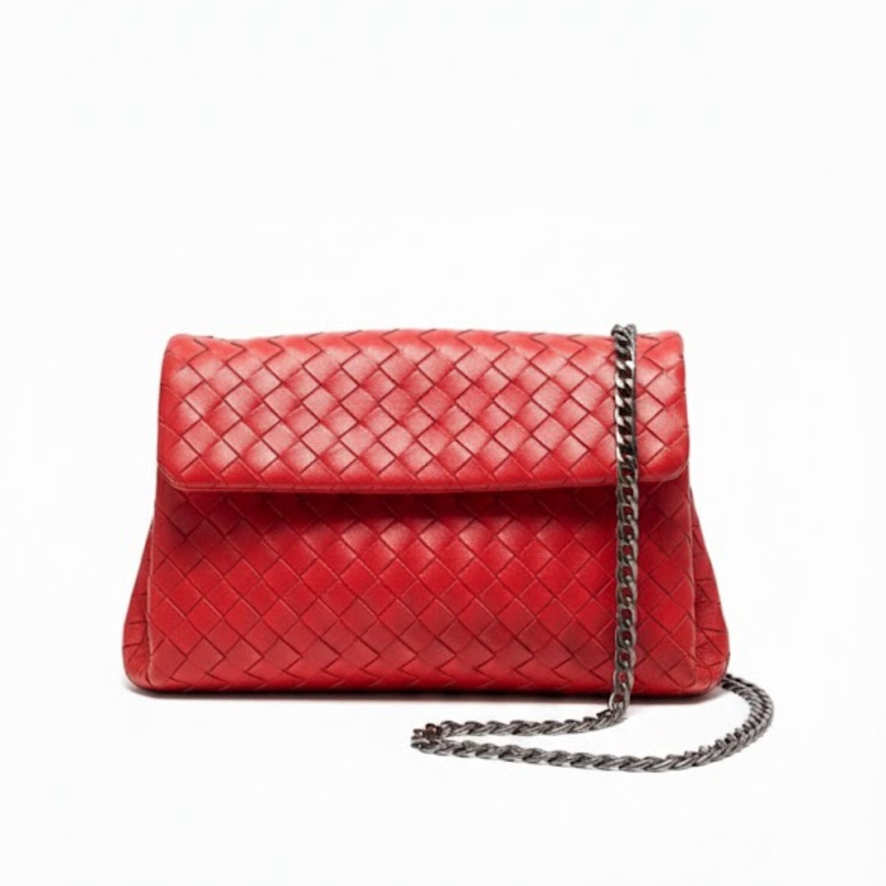 🔥 Authentic Bottega Veneta Intrecciato Pouch in Fire Red Leather🔥